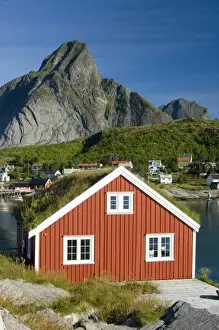 Fishing Village Prints: Europe, Norway, Lofoten. Rorbu (traditional fishermans hut) in Reine