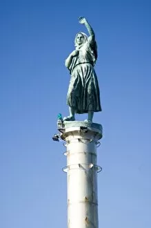 Images Dated 27th July 2006: Europe, Norway, Lofoten, Svolvaer. The statue Fishermans Wife at the harbour entrance