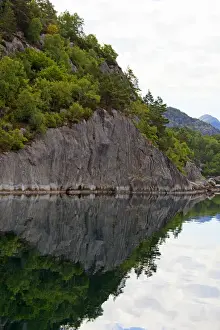 Images Dated 27th June 2014: Europe, Norway, Lysefjord. Reflective Landscape of Lysefjord