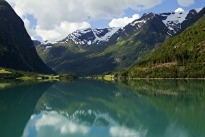 Images Dated 29th June 2014: Europe, Norway, Olden. Lake Floen, Olden
