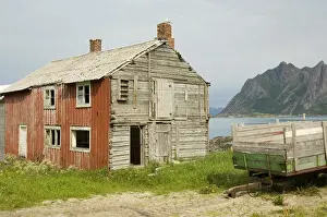 Vesteralen Prints: Europe, Norway, Vesteralen. Old weather worn building in Hovden