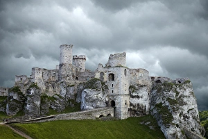 Europe, Poland. Composite of Ogrodzieniec Castle