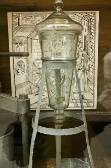 Poland Prints: Europe, Poland, Gdansk. Glass apothecary jar in Apteka Ratuszowa Pharmacy. Credit as