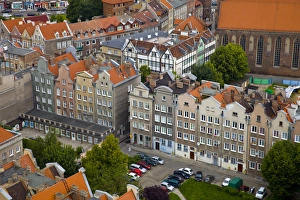 Poland Prints: Europe, Poland, Gdansk. Overview of buildings