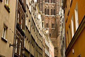 Europe, Poland, Gdansk. Street scene of buildings in Old Town. Credit as: Nancy &
