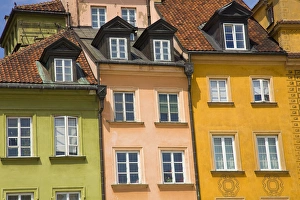 Poland Prints: Europe, Poland, Warsaw. Close-up of building facade