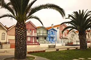 Images Dated 4th July 2011: Europe; Portugal; Costa Nova; Candy striped homes lins the streets