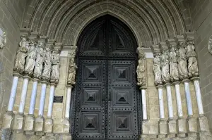 Statuary Prints: Europe, Portugal, Evora. Carved figures of the Apostles adorn the gothic entrance