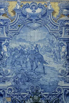 Lisbon Prints: Europe, Portugal, Lisbon, azulejo, painted blue tile