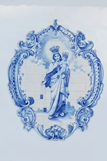 Lisbon Prints: Europe, Portugal, Lisbon, azulejo on facade of Igreja de Sao Sebastiao da Pedreira