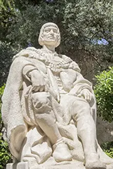 Europe, Portugal, Lisbon. King Manuel I at Sao Jorge Castle, a Moorish castle