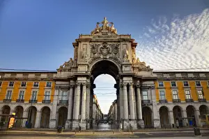 Royalty Prints: Europe; Portugal; Lisbon; Rua Augusta; Square surrounded by Government Buildings, Commerce