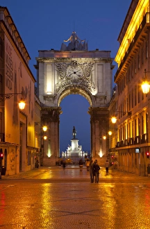 Jim Zuckerman Prints: Europe, Portugal, Lisbon. Street scene at night