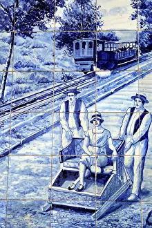 Europe, Portugal, Madeira. Traditional Azulejos tiles in Funchal, Madeira