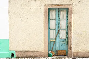 Europe, Portugal, Nazare. Weathered house exterior