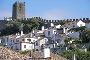 Images Dated 25th June 2015: Europe, Portugal, Obidos. Ancient city wall, medieval structure encircles historic Obidos