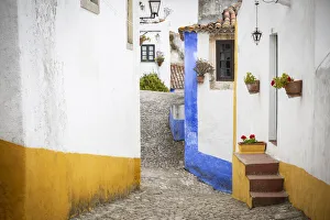 Jim Nilsen Prints: Europe, Portugal, Obidos. Houses on cobblestone street