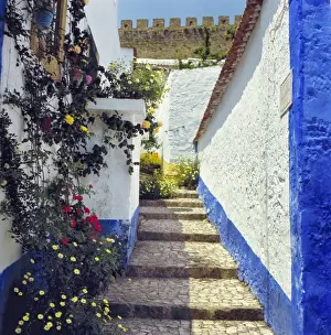Obidos Prints: Europe, Portugal, Obidos. The white-washed village of Obidos, now a national monument
