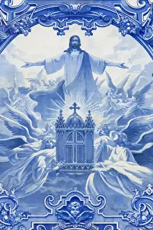 Jesus Prints: Europe, Portugal, Porto. Mosaic on side of Santo Ildefonso Church without lines. Credit as
