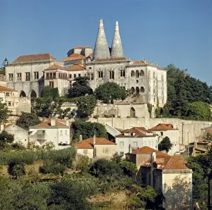 Sintra Prints: Europe, Portugal, Sintra. The National Palace sits atop a hill in Sintra, Portugal