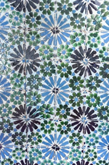 Europe, Portugal, Sintra, Sintra National Palace, The Magpie Room, geometric ceramic tile
