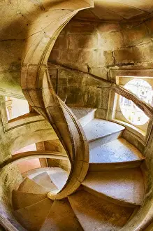 Images Dated 8th July 2011: Europe; Portugal; Tomar; Spiral Stone Staircase in Convento de Cristo