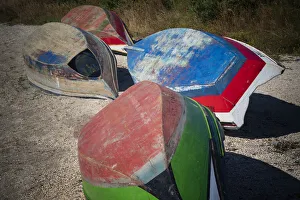 Jim Nilsen Prints: Europe, Portugal, Torreira. Wooden boats on beach