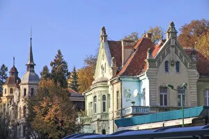 Europe, Romania, Brasov, Council Square, Piata Sfatului ornamental decorated buildings