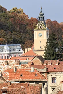 Images Dated 27th October 2015: Europe, Romania, Brasov. Poarta Schei district. Near George Street. Clock Tower