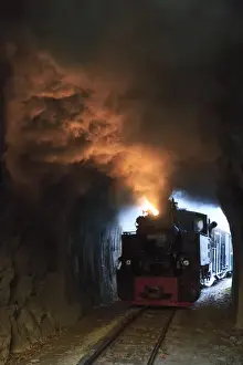 Romania Prints: Europe, Romania, Viseu de Sus. Carpathian Forest Steam train. Vaser Valley Railway