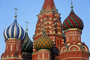 Russian Prints: Europe, Russia, Moscow. St. Basils Cathedral in Red Square, Moscow