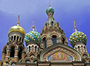 Russia Prints: Europe, Russia, St. Petersburg. Church of the Spilled Blood Domes