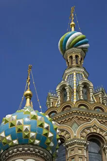 Europe, Russia, St. Petersburg. Two towers of Church of the Savior on the Spilled Blood