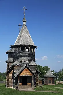 Russian Prints: Europe, Russia, Suzdal. Church of the Resurrection at the Musem of wooden Architecture