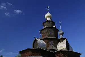 Russian Prints: Europe, Russia, Suzdal. Transfiguration Church at the Musem of Wooden Architecture