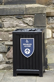 Funny Prints: Europe, Scotland, Edinburgh. Edinburgh Castle. Unfortunately placed handicap sign
