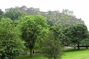 Edinburgh Castle Prints: Europe, Scotland, Edinburgh. View of Edinburgh Castle from the Princess Street Gardens