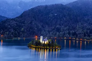 Lighting Prints: Europe, Slovenia. Lake Bled at sunset