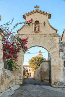 Spain Prints: Europe, Spain, Balearic Islands, Mallorca, church near Possessio la Real Manor house