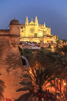 Spain Prints: Europe, Spain, Balearic Islands, Mallorca, Palma de Mallorca. La Seu, Mallorca Cathedral