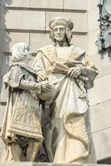 Europe, Spain, Barcelona, Christopher Columbus monument, sculpture