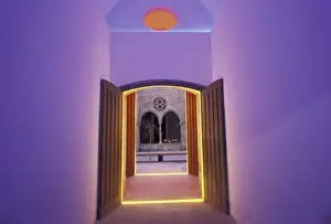 Barcelona Prints: Europe, Spain, Barcelona Lit doorway near Picasso Museum, Ciutat Vella area