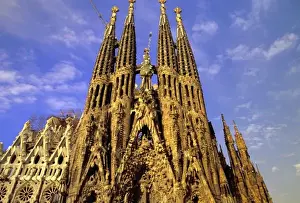 Sagrada Familia Prints: Europe, Spain, Barcelona, Sagrada Familia Cathedral (Antoni Gaudi); morning; east side