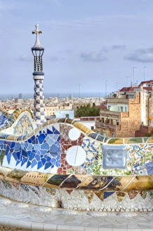 Images Dated 17th May 2012: Europe, Spain, Catalonia, Barcelona, Park Guell Terrace