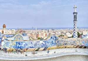 Images Dated 17th May 2012: Europe, Spain, Catalonia, Barcelona, Park Guell Terrace