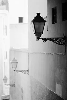 Black and White Gallery: Europe, Spain, Mallorca. Streelights, Palma