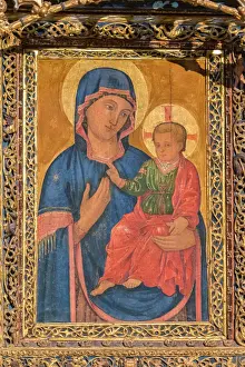 Golden Prints: Europe, Spain, Salamanca, Madonna and child painting in cathedral