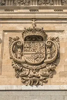 Images Dated 3rd July 2013: Europe, Spain, Salamanca, relief sculpture on exterior of The Clergy, Pontifical