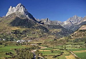 Foothill Prints: Europe, Spain, Sallent de Gallego. A small village nestles at the foot of these jagged