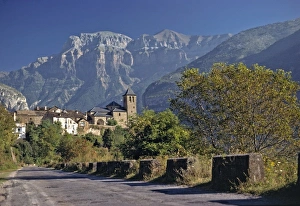 Aragon Prints: Europe, Spain, Torla. The quaint village of Torla, a World Heritage Site, sits beneath